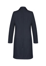Ladies Lined Overcoat in Midnight, size XS, features wool blend fabric, concealed buttons, and two side pockets for chic warmth.