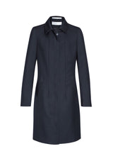 Ladies Lined Overcoat in Midnight, 4XL, showcasing a wool blend, chic design, concealed buttons, and practical side pockets.