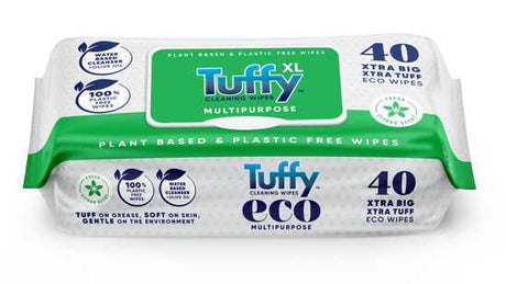 Tuffy XL Multipurpose Cleaning Wipes - 40 extra-large, biodegradable wipes for tough messes, infused with olive oil and citrus scent.