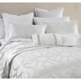 Platinum Seville Jacquard Quilt Set in Snow, King size, featuring metallic geometric pattern and luxurious fabric blend.