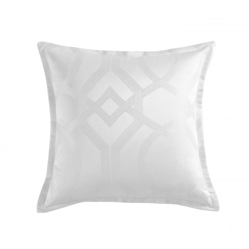 Luxurious snow-white European pillowcase with metallic jacquard design, adding elegance to your bedding.