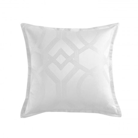 Luxurious snow-white European pillowcase with metallic jacquard design, adding elegance to your bedding.