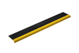 Vibrant yellow and black stair nosing with anti-slip grit finish, designed for safety in high-traffic areas.