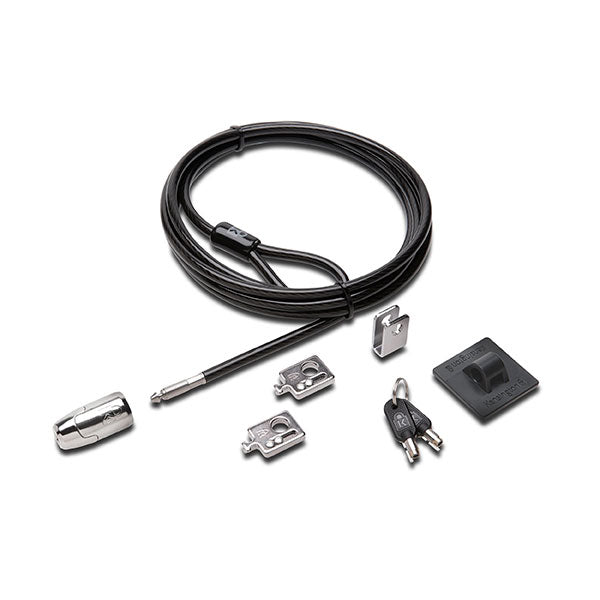 Kensington Microsaver 2.0 Peripherals Kit with strong lock, 8-ft cut-resistant cable, and adapters for securing devices.