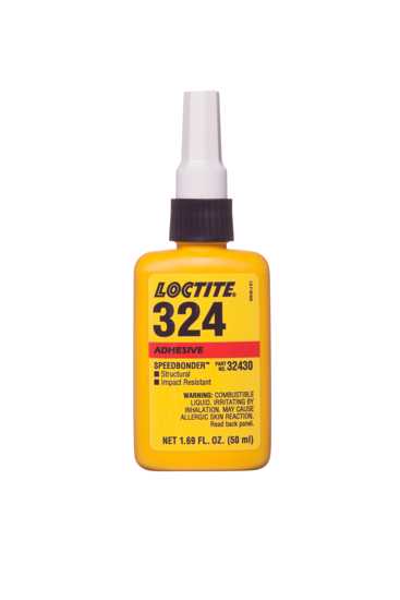 LOCTITE AA 324 Speedbonder, a transparent light amber adhesive for high-impact bonding of dissimilar materials, 50ml.