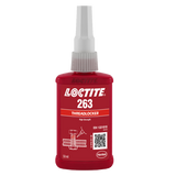 LOCTITE 263 Threadlocker 50ml, a high-strength red liquid for permanent locking and sealing of threaded fasteners.