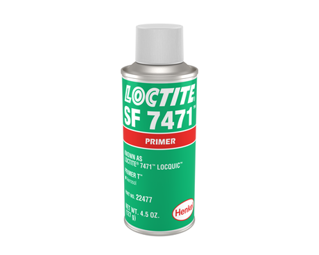 Transparent yellow to amber liquid LOCTITE SF 7471 activator for rapid curing of anaerobic adhesives, ideal for challenging conditions.