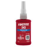 LOCTITE 243 Threadlocker in a 50ml bottle, blue liquid for medium strength, secures metal fasteners against vibration.