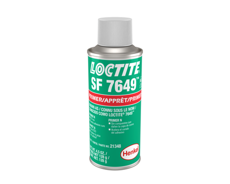 LOCTITE SF 7649 Anaerobic Activator, 128g, green liquid for accelerating cure speed in low-temperature bonding applications.