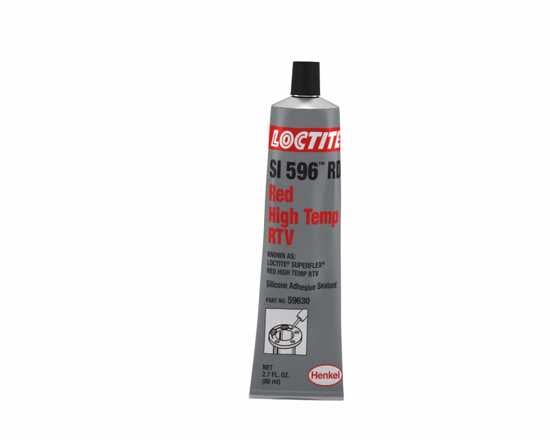 LOCTITE SI 596 Red Superflex RTV sealant in a tube, ideal for high-temperature gasketing and sealing applications.