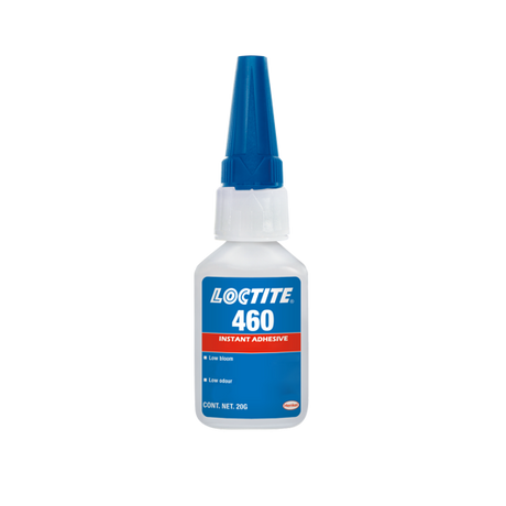 LOCTITE 460 Instant Adhesive in 25ml, low odor and bloom, ideal for rapid, aesthetic bonding of metals, plastics, and elastomers.