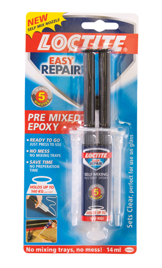 LOCTITE Instant Mix 5 Minute Epoxy in a 14ml tube, ideal for quick bonding of metal, glass, ceramics, and more.