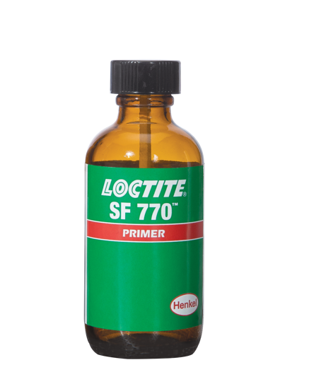 High-performance Loctite 770 100ml primer enhances adhesion on polypropylene and low-energy surfaces for strong bonding.