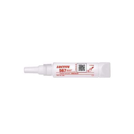 LOCTITE 567 Thread Sealant in 50ml tube, off-white paste, ideal for coarse metal threads with low-pressure sealing properties.