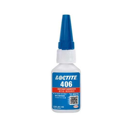 LOCTITE 406 Instant Adhesive in a 25ml bottle, perfect for rapid bonding of rubber, plastics, and elastomers with strong durability.