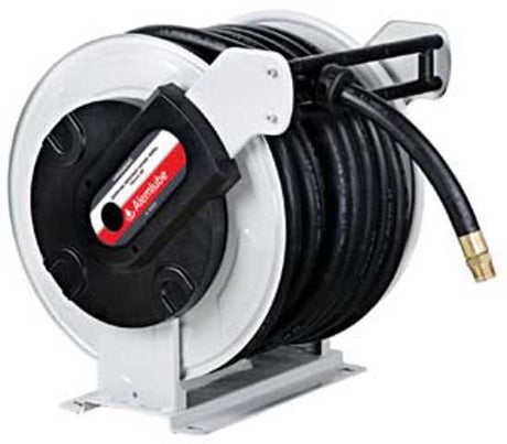 Alemlube EL Series Metal Hose Reel with 19mm x 40m rubber hose, durable steel frame, ideal for air, water, and diesel applications.