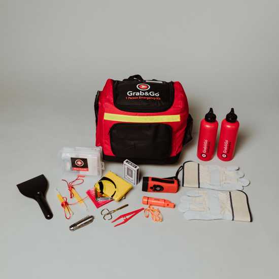 Emergency Survival and Getaway Kit: Durable backpack with essential safety gear, designed for one person, ideal for emergencies.