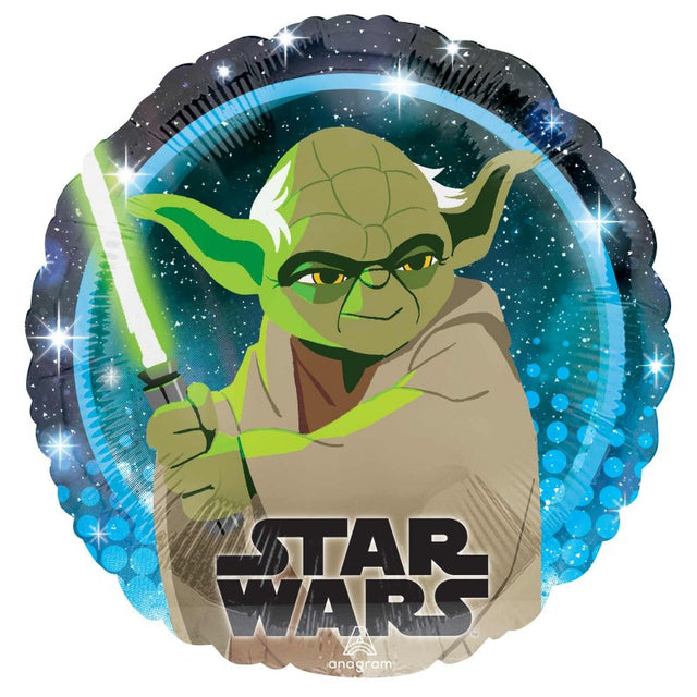 Foil balloon featuring Yoda from Star Wars, 45cm, perfect for festive decorations and themed parties.