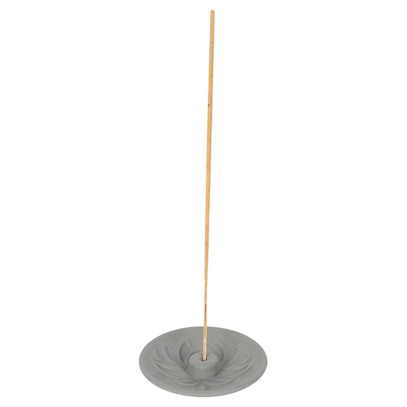 Grey Lotus Terracotta Incense Plate featuring a serene grey lotus design, ideal for enhancing meditative spaces and altars.