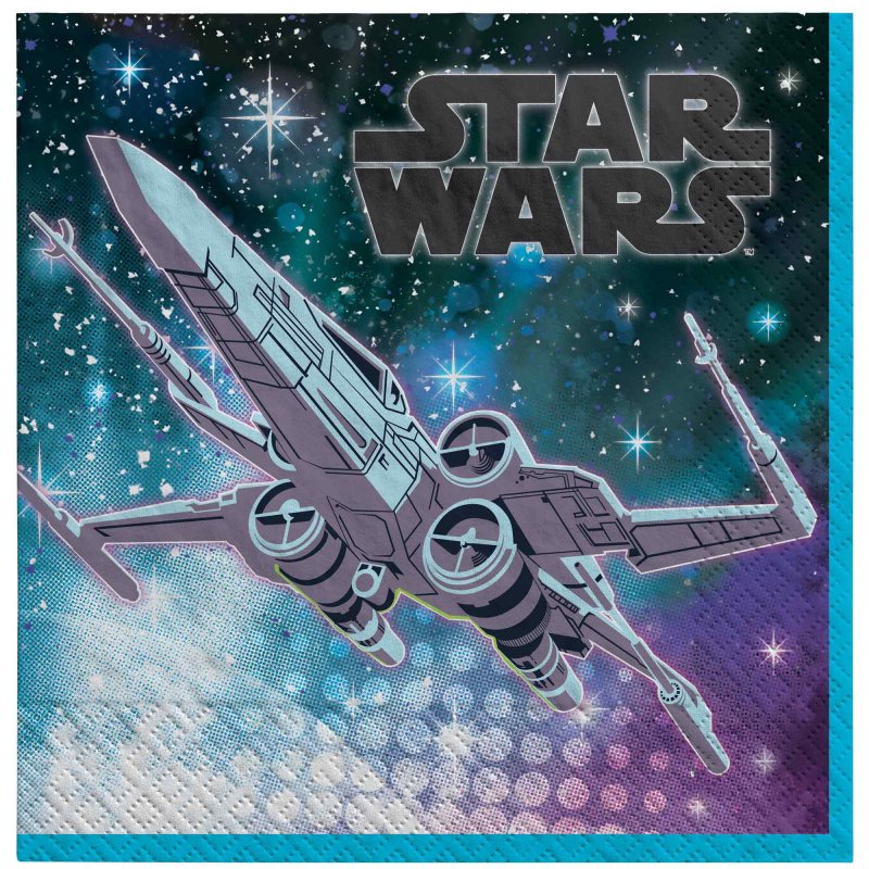 Star Wars Galaxy Lunch Napkins pack of 16, featuring vibrant designs of iconic characters for parties and meals.