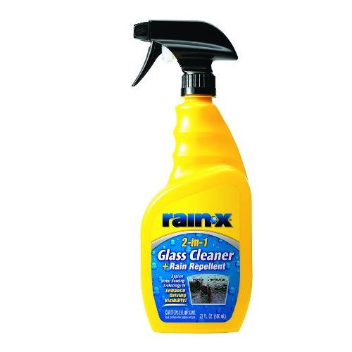 Crystal-clear glass cleaner with rain repellent for enhanced visibility and easy dirt removal on all glass surfaces.