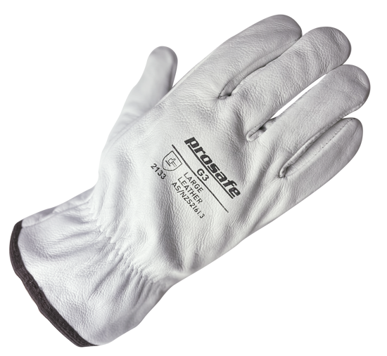 Premium full-grain leather rigger gloves with elasticised back, designed for safety and comfort in various tasks.