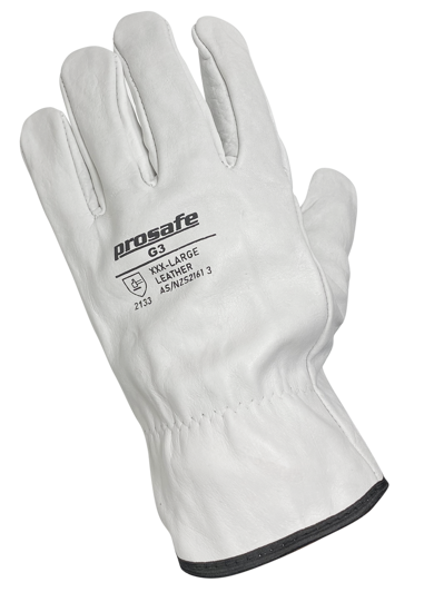 Prosafe G3 Rigger Gloves in 3XLarge, full-grain leather, elasticised back for comfort, ideal for various heavy-duty tasks.