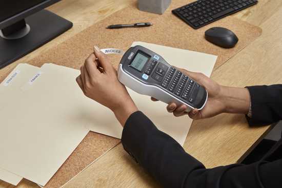 Dymo LabelManager 160 label maker with QWERTY keyboard, portable design, and over 20 formatting options for easy labeling.