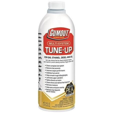 GUMOUT Multi System Tune Up 473ml bottle, designed to enhance engine performance and fuel efficiency while preventing carbon buildup.