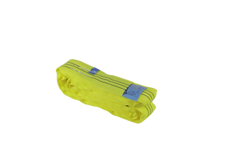 Bullivants Synthetic Round Sling 3T x 1m, yellow, heavy-duty, abrasion-resistant, with test certificate for safe lifting.