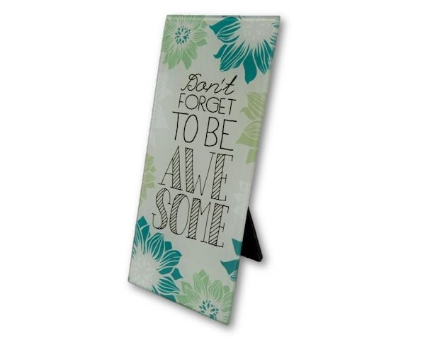 Elegant 18cm glass tile with an uplifting message, perfect for home decor or as a thoughtful gift.