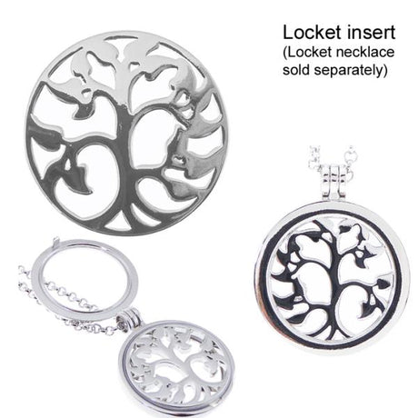 Rhodium-plated 31mm locket insert featuring the Tree of Life design, symbolizing growth and connection.