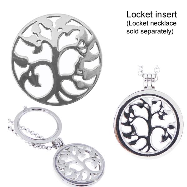 Rhodium-plated 31mm locket insert featuring the Tree of Life design, symbolizing growth and connection.