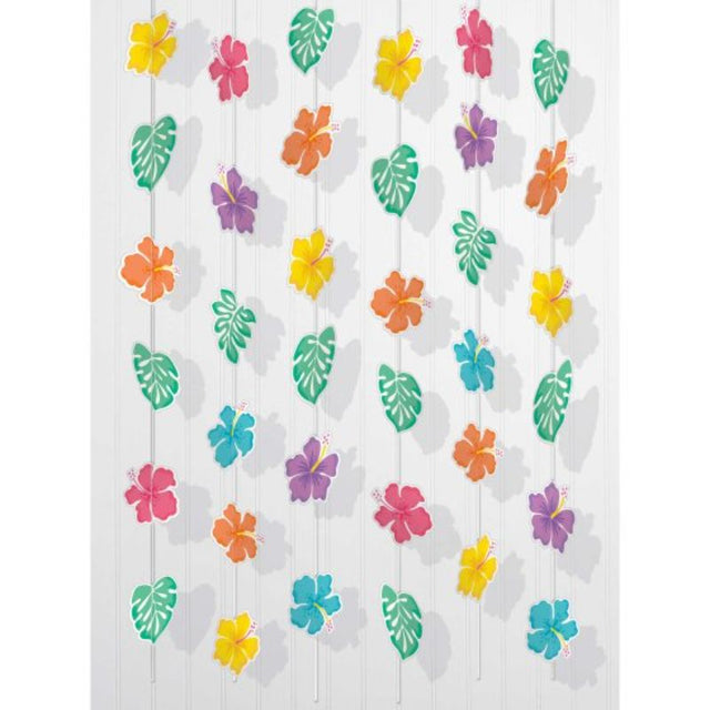 Vibrant set of 6 hibiscus hanging decorations, perfect for tropical-themed summer parties and celebrations.