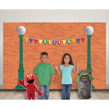 Vibrant Sesame Street themed backdrop kit with customizable options for memorable children's party decorations.