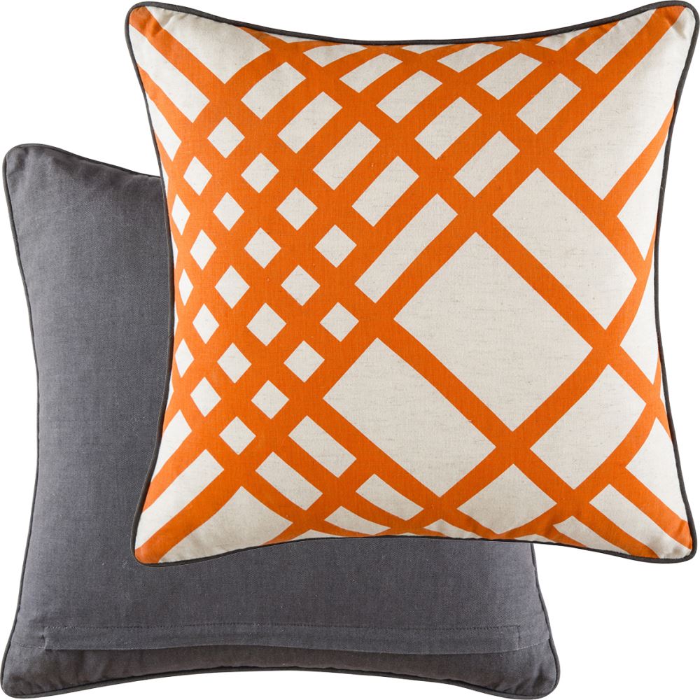 Geometric orange outdoor cushion by KAS, 45x45cm, perfect for stylish lounging and entertaining in summer heat.