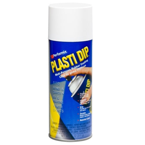 Aerosol can of Performix Plastic Dip in white, a flexible, removable coating for durable protection on various surfaces.