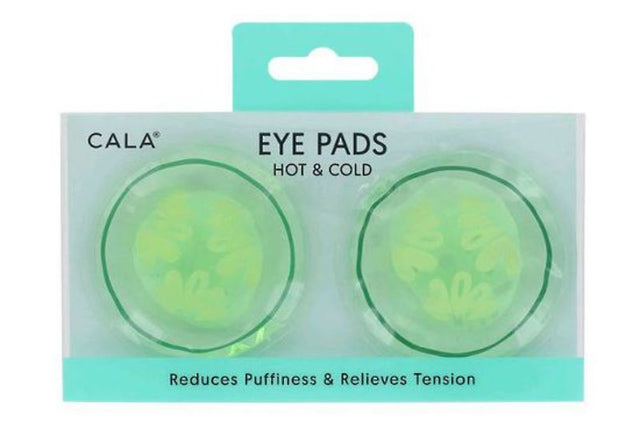 Hot and cold eye pads infused with cucumber scent, designed to relieve puffiness and tension around the eyes.