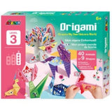 Colorful origami kit for kids to create unicorn worlds with 40 double-sided papers and easy instructions for magical adventures.