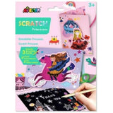 Two interactive greeting cards featuring scratch-off art for kids to create personalized messages and colorful images.