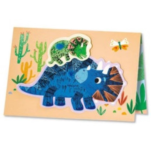 Avenir Scratch Dino Greeting Cards for kids, featuring scratch-off art with vibrant dinosaur designs for creative expression.