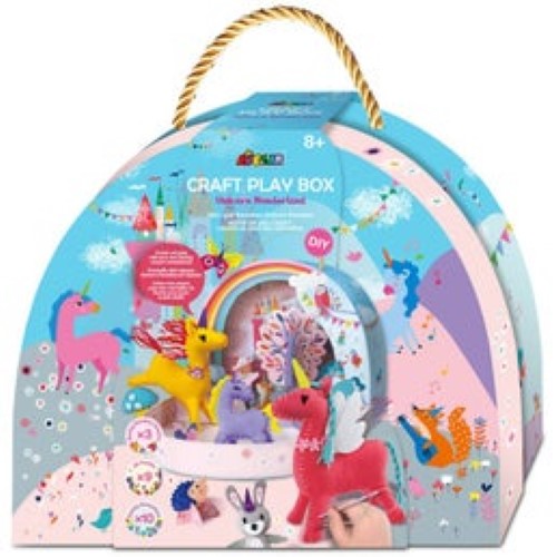 Avenir Craft Play Box Unicorn Wonderland with illustrated background for creative DIY fun, including unicorns and decorative elements.