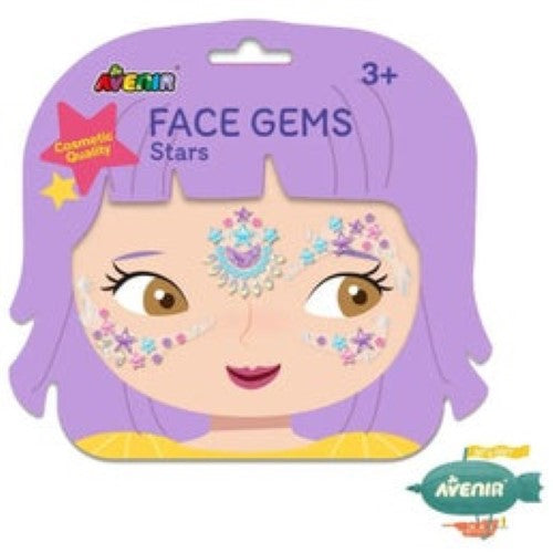 Sparkling Avenir Face Gems in star shapes for creative beauty and fun, suitable for face, body, nails, and hair.