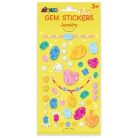 Colorful Avenir Gem Stickers Jewels for creative arts and crafts, ideal for kids aged 3 and up, perfect for smooth surfaces.