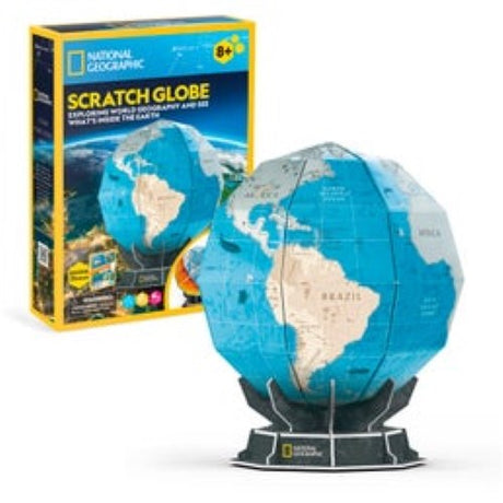 3D puzzle globe by National Geographic, ideal for ages 8+, promotes fine motor skills and geographical exploration.