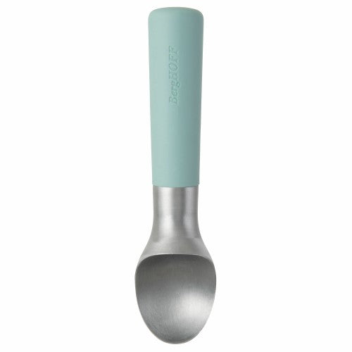 Sleek aluminum ice cream scoop with ergonomic non-slip handle, designed for effortless serving of frozen desserts.