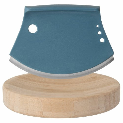 Herb Cutter Set by Berghoff for easy chopping and mincing of fresh herbs with a half-moon shape and concave bowl design.