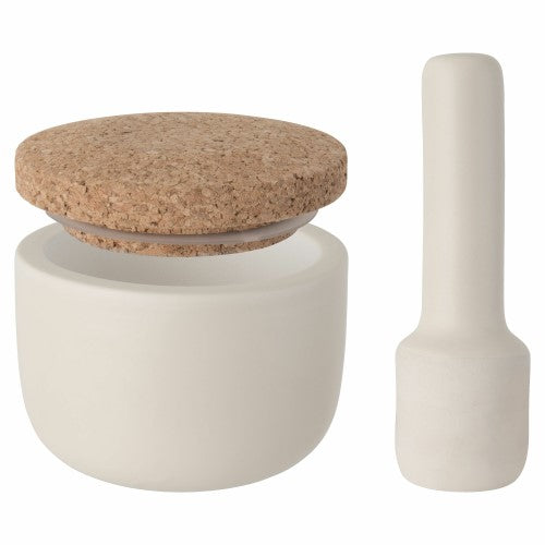 Berghoff 11cm mortar and pestle set with cork cover, perfect for grinding spices and enhancing culinary flavors.