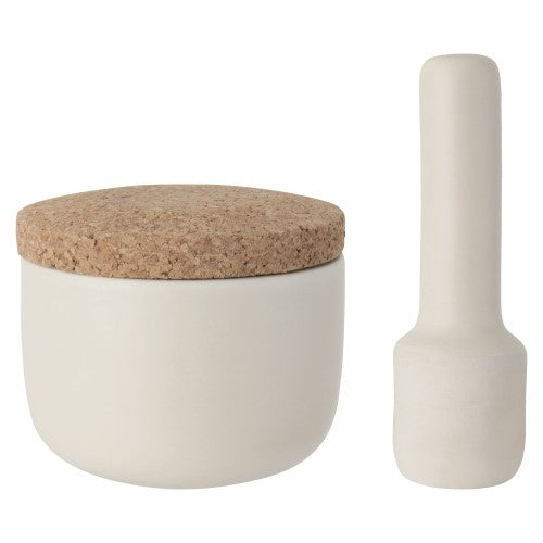 Berghoff Small Mortar and Pestle (11cm) with cork cover, perfect for grinding spices and enhancing culinary flavors.