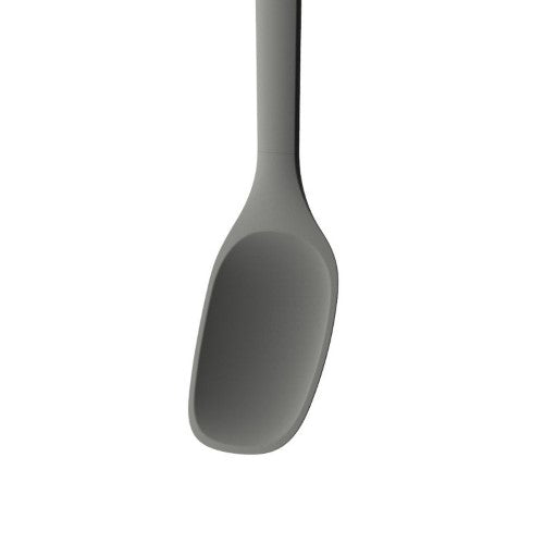 Eco-friendly 12.75" Berghoff Balance Serving Spoon with non-stick nylon, silicone grip, and hanging loop for easy storage.